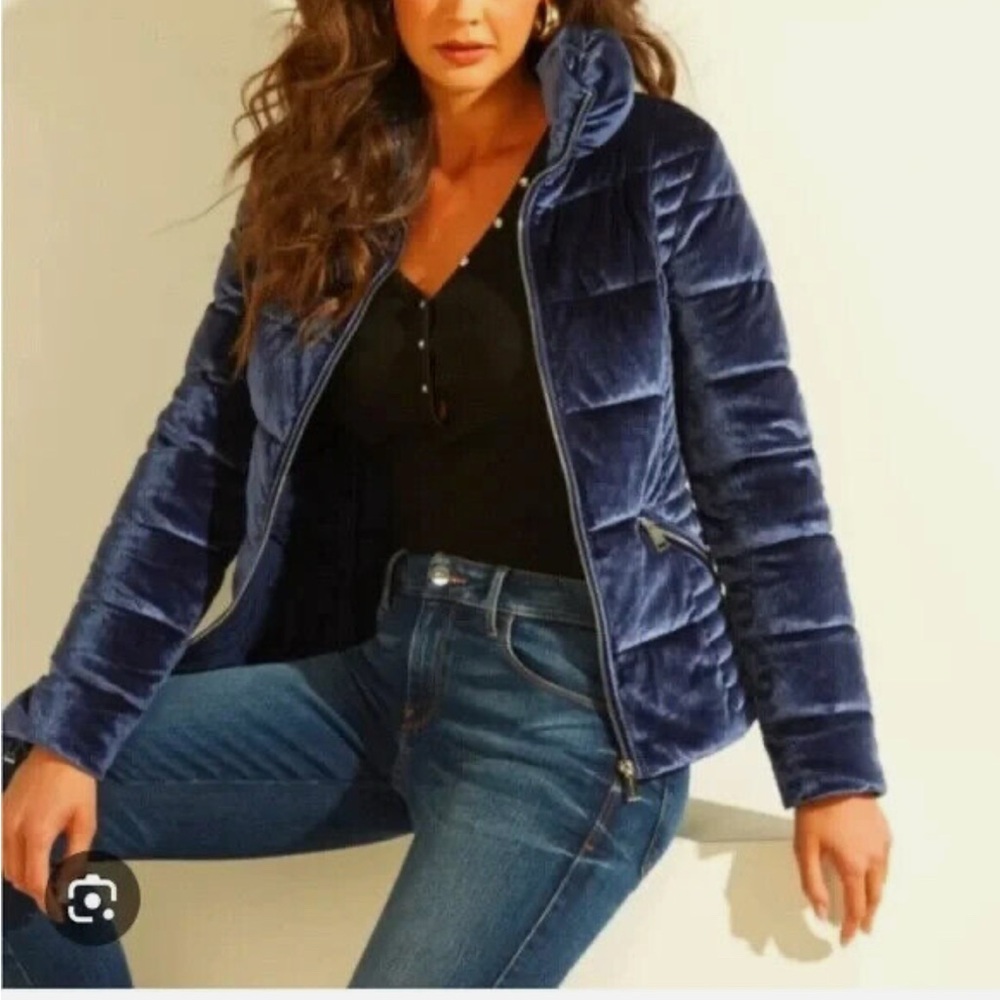 GUESS teoma quilted blue puffer jacket